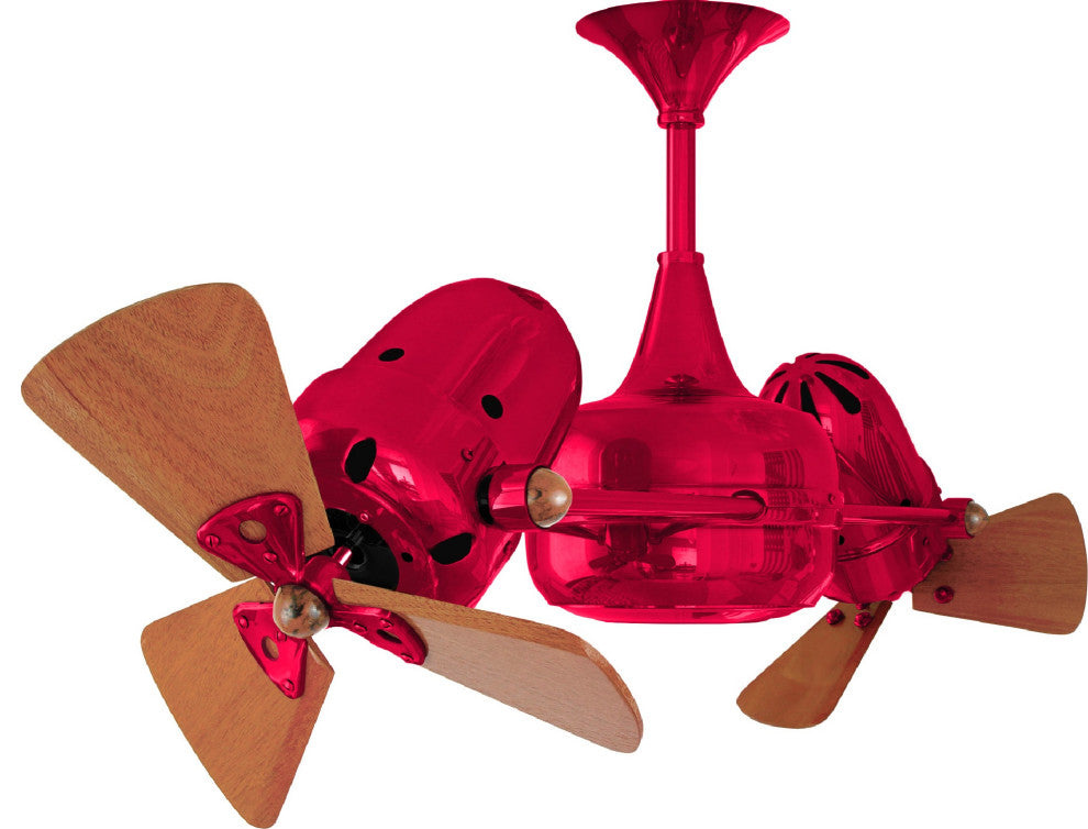 Duplo Dinamico Rotational Ceiling Fan With Mahogany Blades, Red