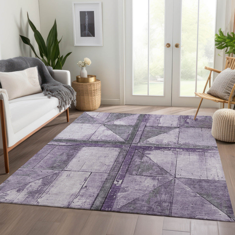 Machine Washable Indoor/Outdoor Chantille ACN1876 Purple 9' x 12' Rug
