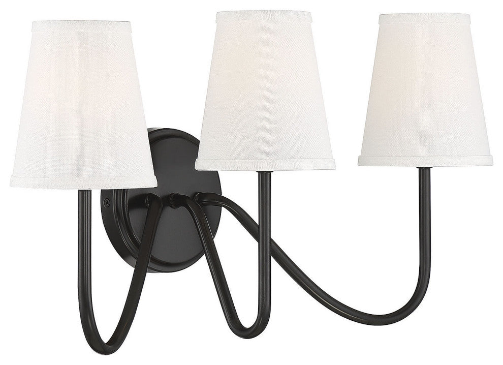 3-Light Wall Sconce, Natural Brass, Oil Rubbed Bronze