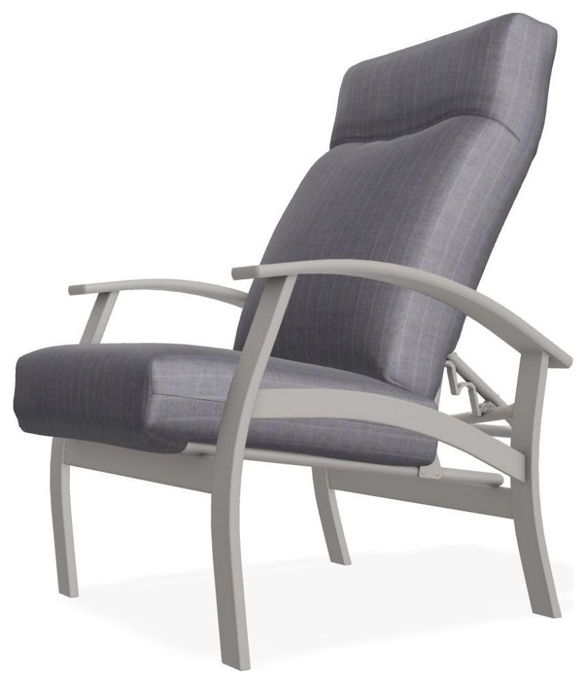 Belle Isle Cushion Outdoor Adjustable Back Chair, Ticking Fog/Warm Gray