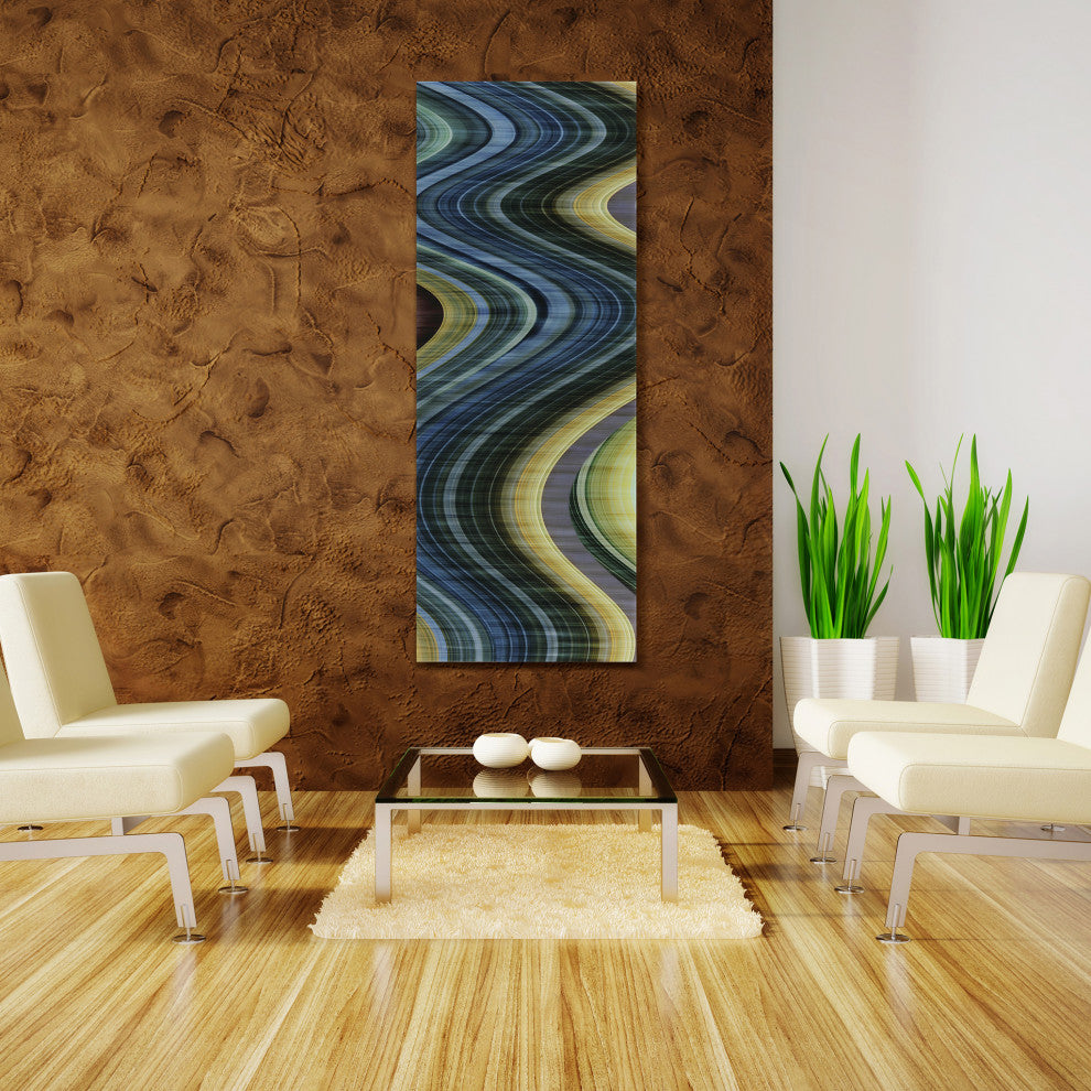 "Rumba 2" Abstract Wall Art on Frameless Free Floating Tempered Glass 63x24