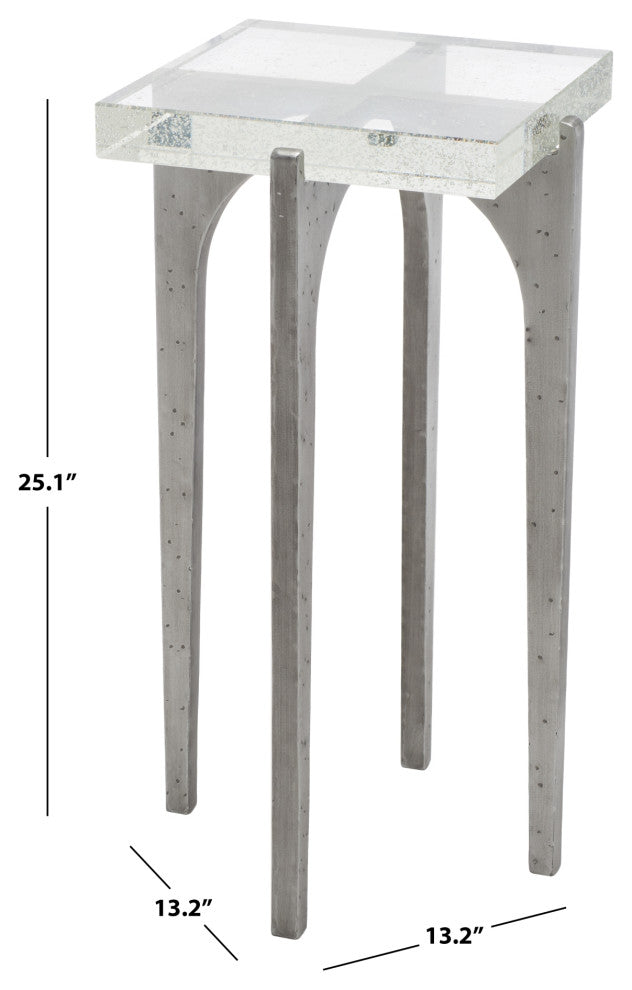 Safavieh Couture Tawny Square Bubble Glass Accent Table, Silver/Clear