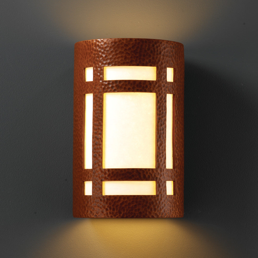 Ambiance Small Craftsman Window, Wall Sconce, Copper, White