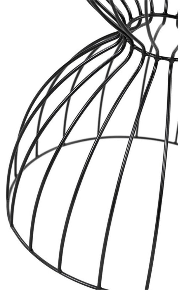 Elle Decor Cami Modern Hourglass End Table with Metal Top for Bedroom Black