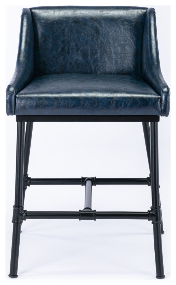 Parlor Adjustable Bar Stool, Midnight Blue