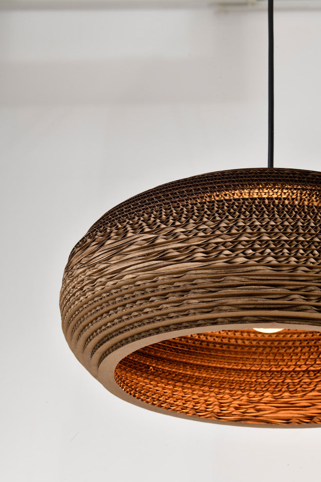 Matte Black Modern Nordic Style Pendant With Natural Brown Origami Paper Shade