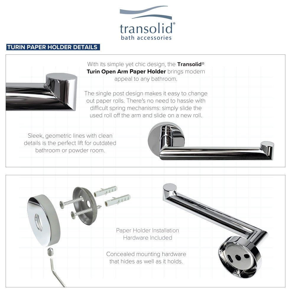 Transolid Turin 3-Piece Bathroom Accessory Kit, Polished Chrome