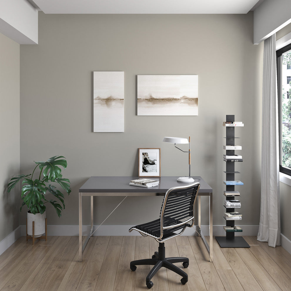 Gilbert Desk, Black With Chrome Steel Frame