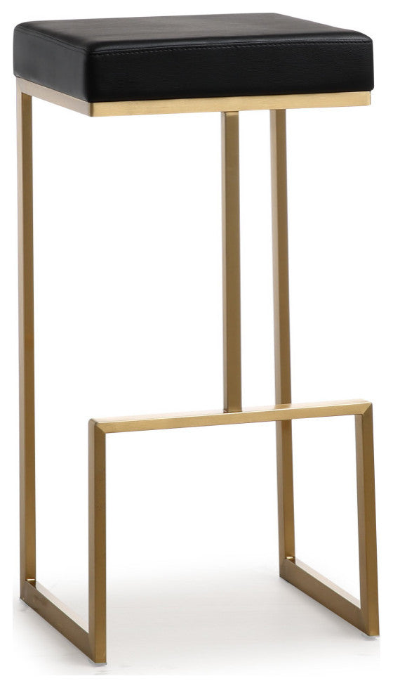 Ferrara Black Gold Steel Barstool, Set of 2