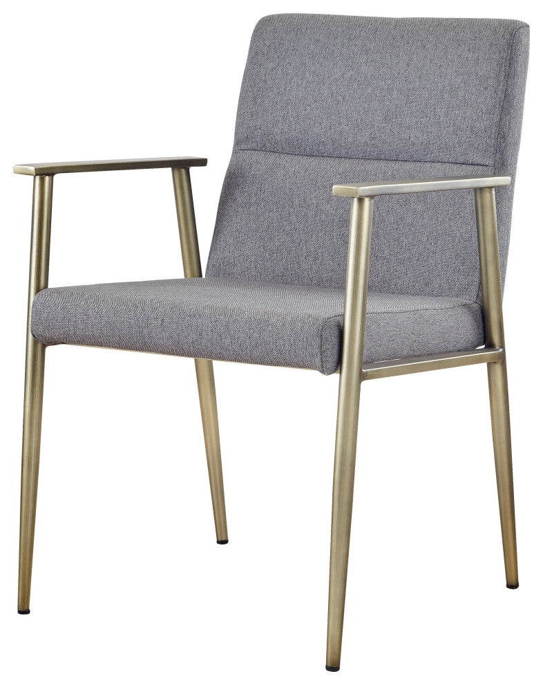 Modrest Sabri Contemporary Grey and Antique Brass Arm Dining Chair