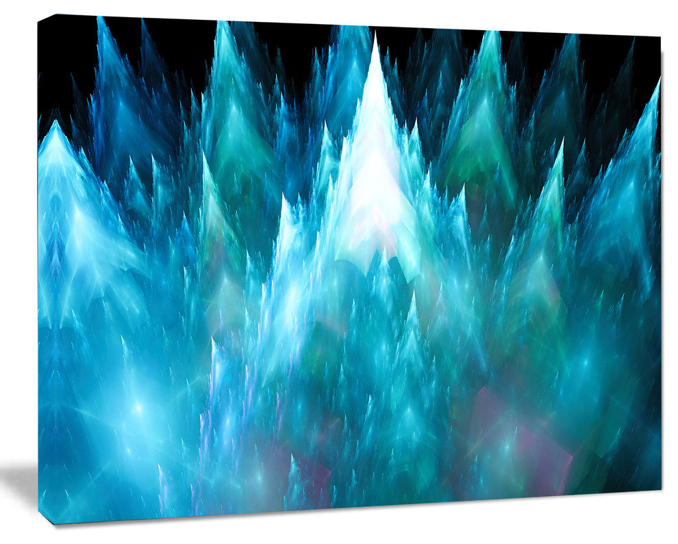 Blue Fractal Crystals Design, Abstract Canvas Art Print, 20x12