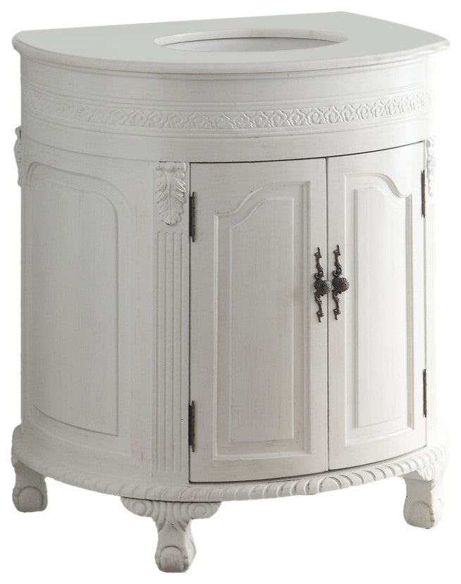 32" Antique-Style White Versailles Bathroom Sink Vanity Cabinet, Cf-2869W-Aw
