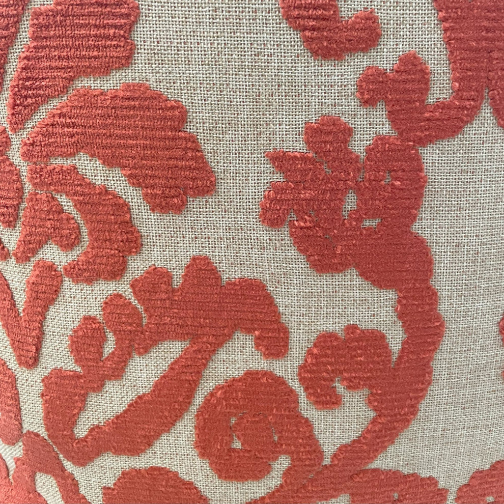 Plutus Fire Ridge Orange Floral Luxury Throw Pillow, Double Sided 26"x26"