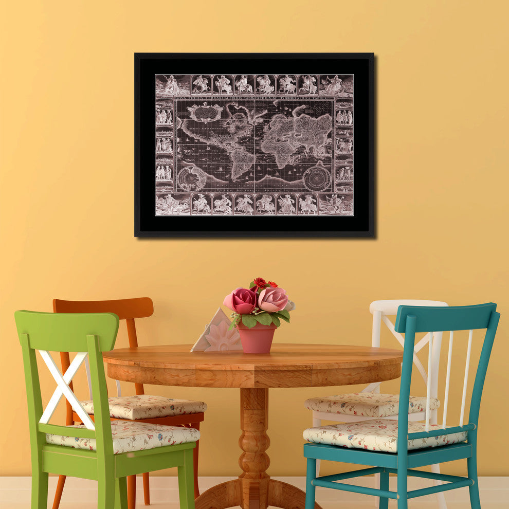 World Vintage Vivid Sepia Map Canvas, 16"x21"