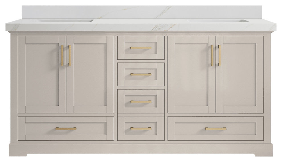Boston 72" Double Sink Bath Vanity in Fine Grain 2" Calacatta Sienna