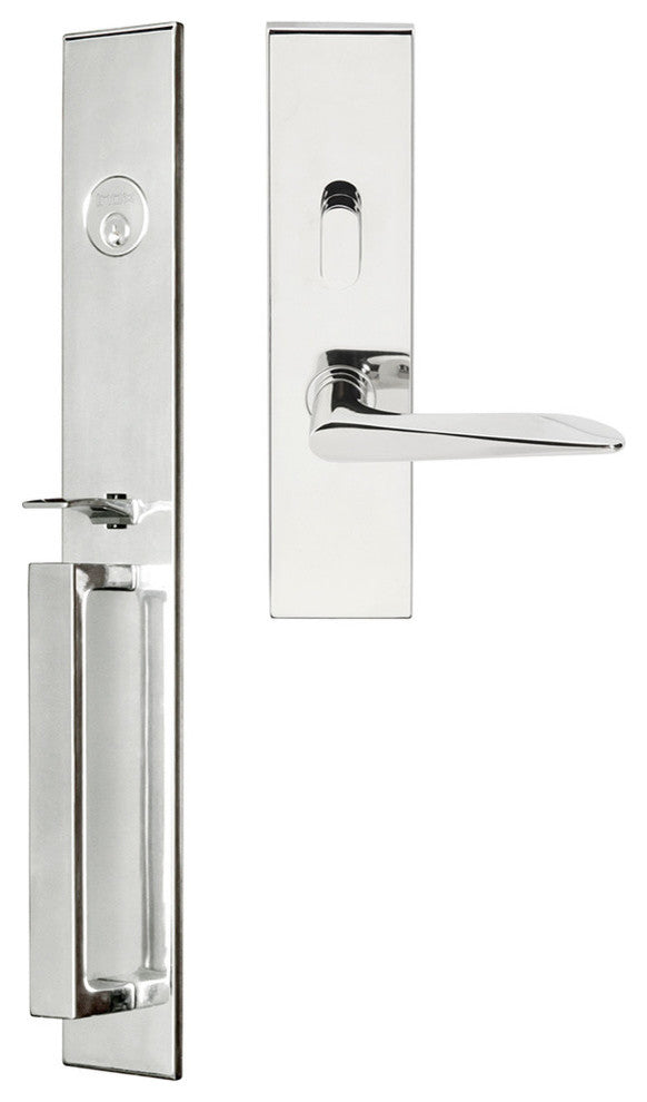 Ecco Lever, Mortise Entry Handleset, Left Hand Reverse, Polished Stainless Steel
