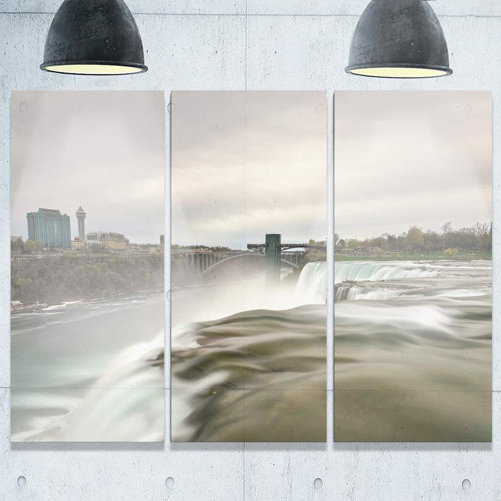 "Niagara Falls Goat Island View" Metal Wall Art, 3 Panels, 36"x28"
