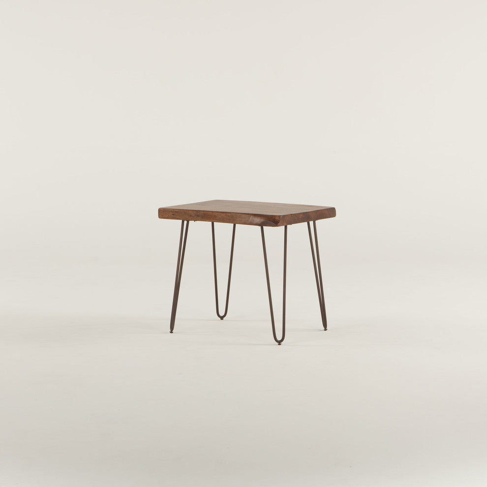 Grandby 26-Inch Acacia Wood Live Edge Side Table in Walnut Finish