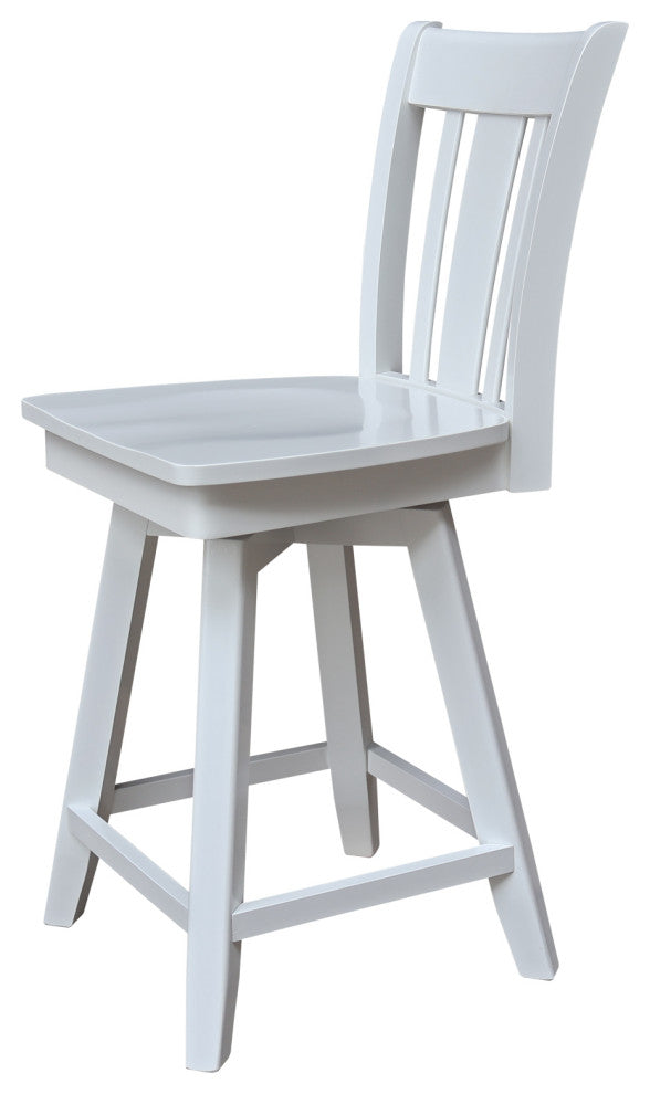 San Remo Counter Height Stool with 24 in. H Swivel Seat in White
