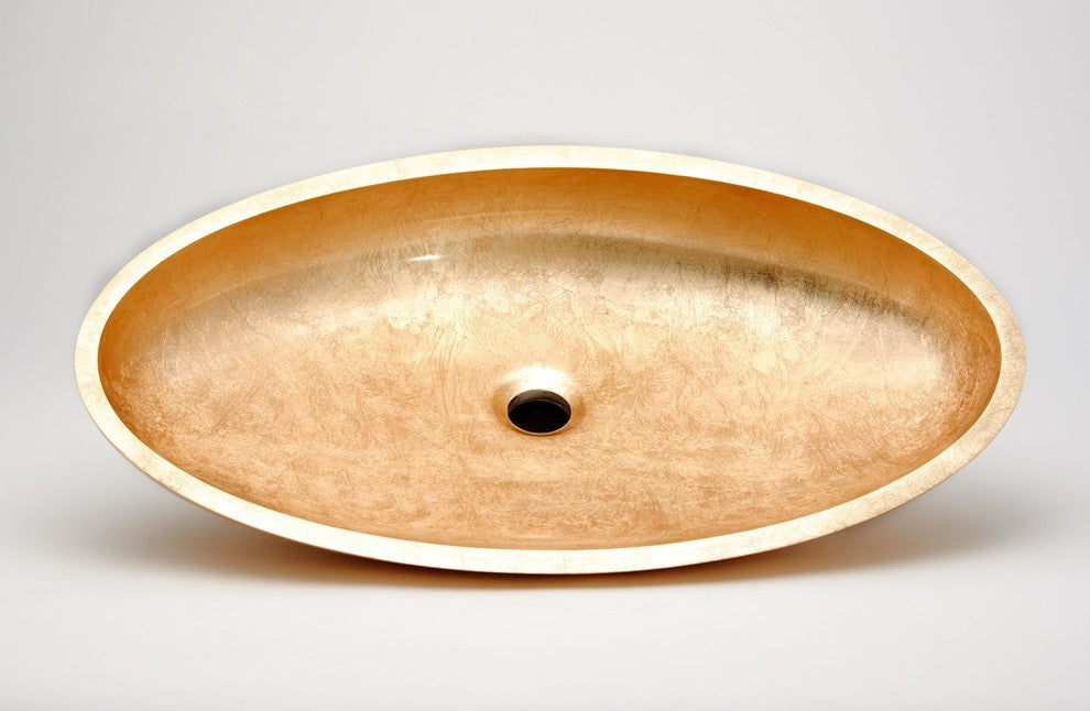 Harmony Glass Vessel Sink, Gold Leaf