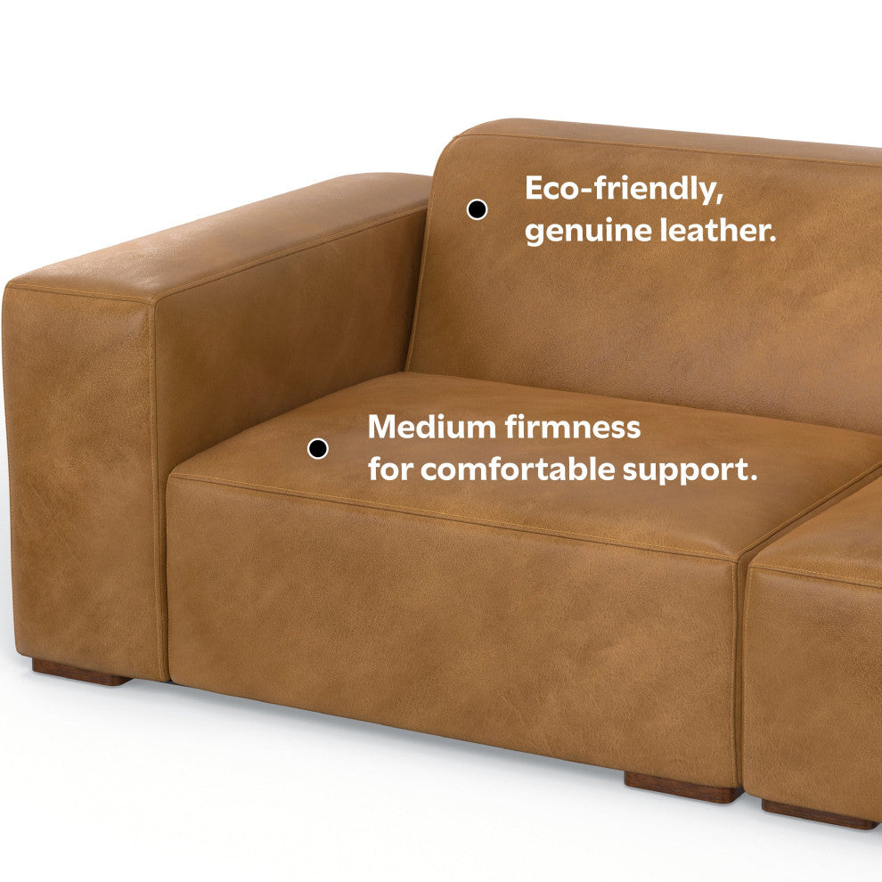Rex Right-Facing Modular Sectional Sofa in Genuine Leather