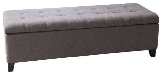GDF Studio Sterling Fabric Tufted Storage Ottoman, Gray