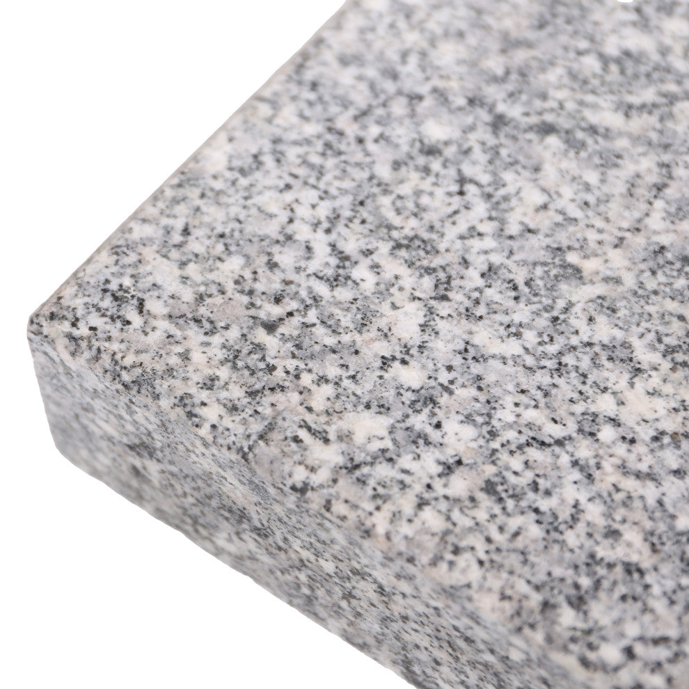 Howard Outdoor Square Granite Umbrella Holder, Gray and Silver