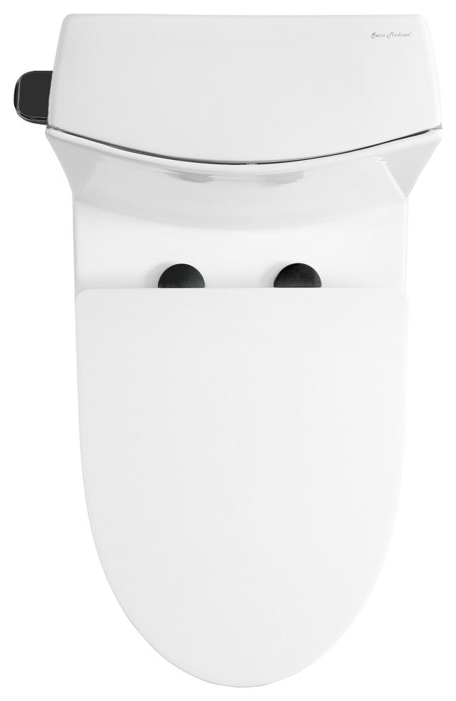 St. Tropez One Piece Elongated Toilet Side Flush, Black Hardware