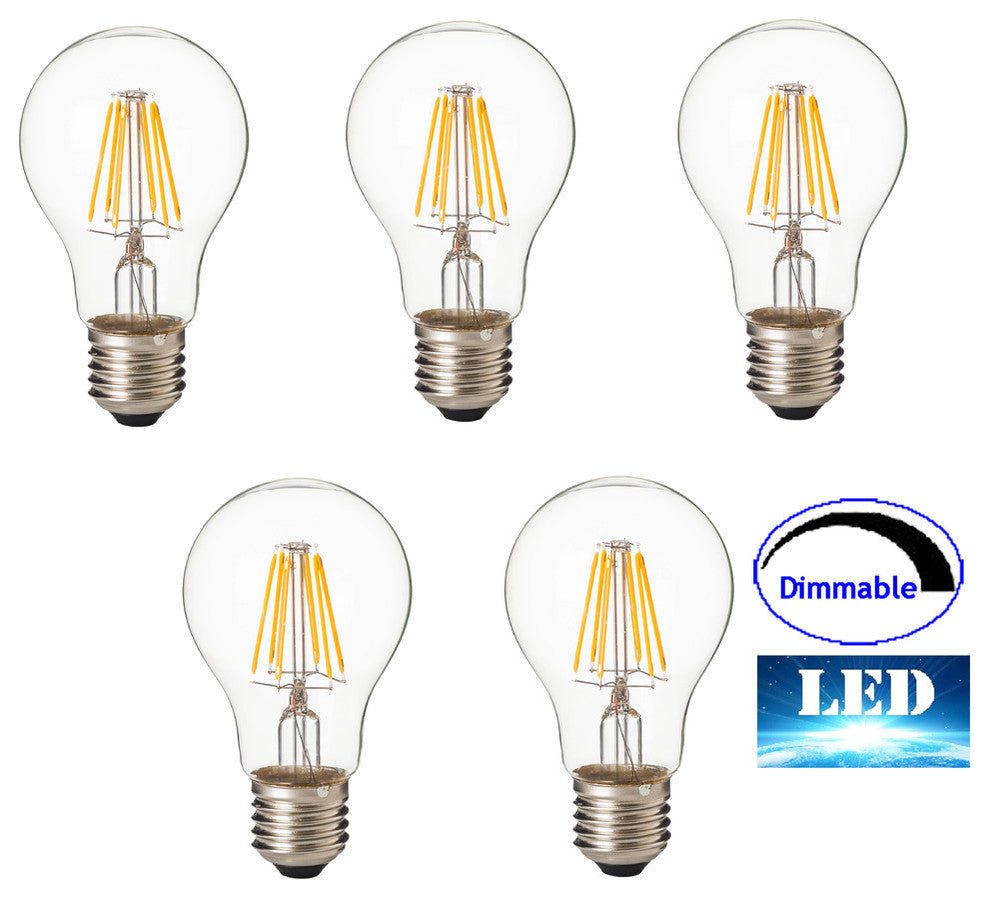 12W Dimmable LED Filament Bulbs, Set of 5