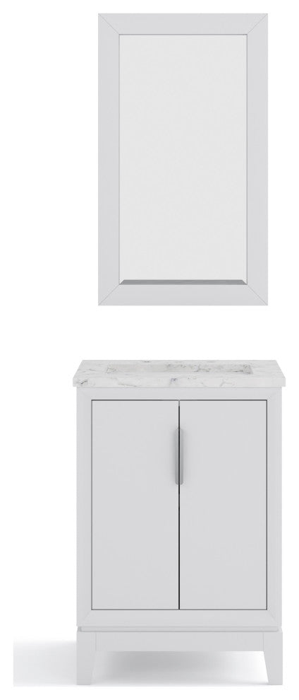 Elizabeth 24" Single Sink Carrara White Marble Vanity, Pure White