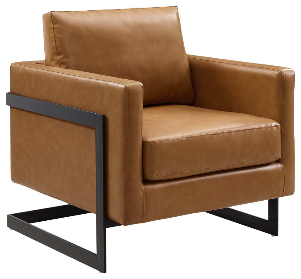 Posse Vegan Leather Accent Chair - Black Tan