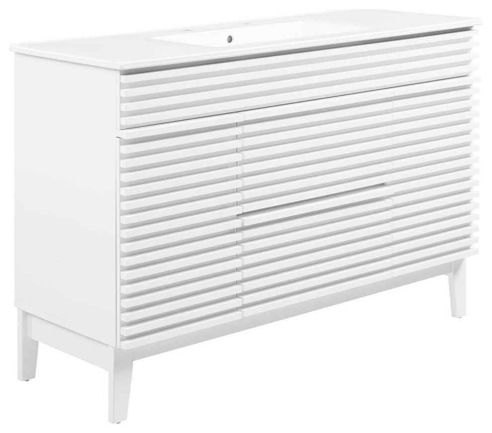 Render 48" Single Sink Bathroom Vanity, White White