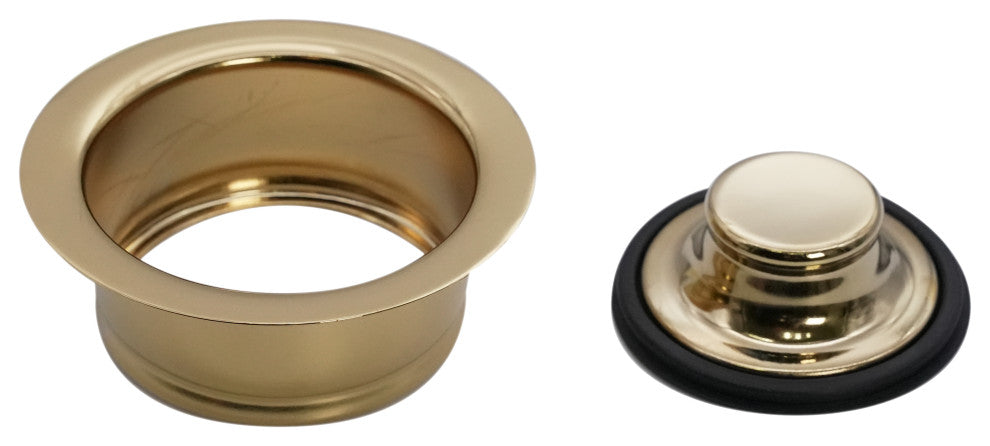 Insinkerator Style Disposal Flange And Stopper In Polished Brass, Polished Brass