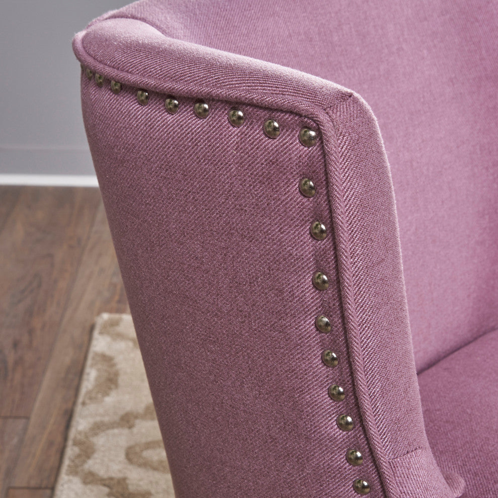 GDF Studio Adelina Contemporary Upholstered Accent Chair with Nailhead Trim, Light Lavender