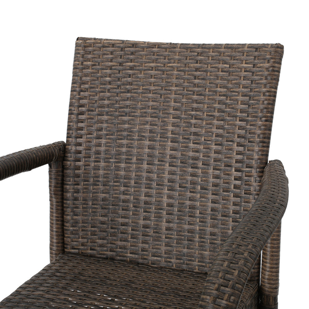 GDF Studio Conquista Outdoor Mix Mocha Wicker Barstool, Package of 4