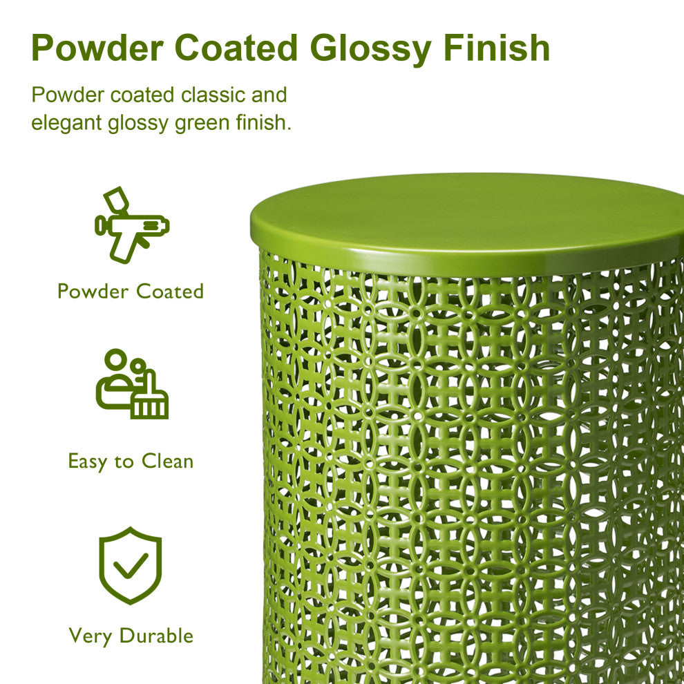 Metal Garden Stool or Plant Stand or Accent Table, Set of 2, Green