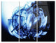 "Fractal 3-D Blue Glass Pattern" Metal Wall Art, 3 Panels, 36"x28"