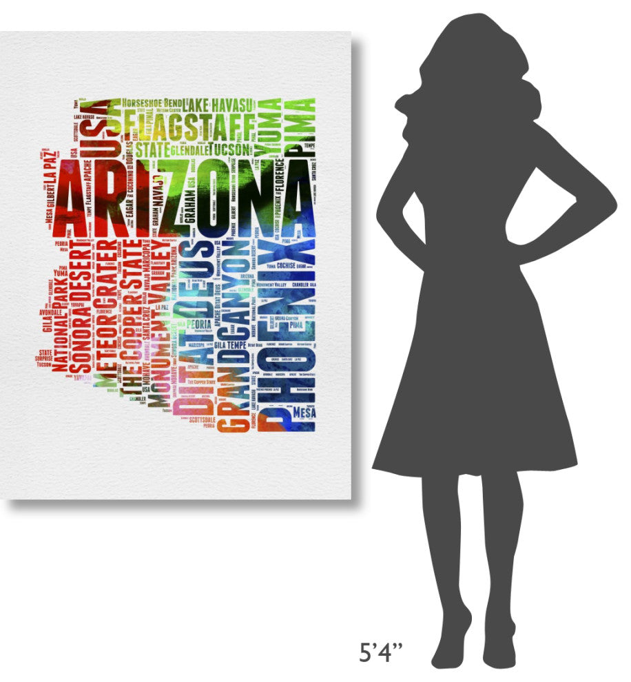 "Arizona Watercolor Word Cloud" Fine Art Print