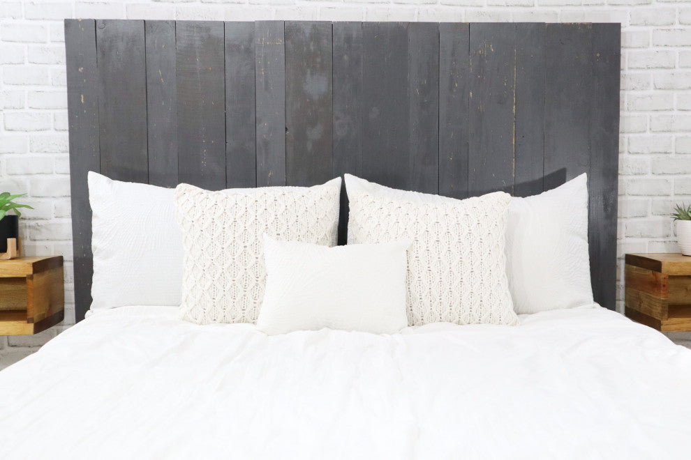 Handcrafted Headboard, Leaner Style, Gray, Twin