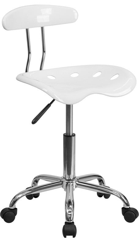 Chrome Task Chair With Tractor Seat, White, 17"x16.50"x29.25", 34.75"