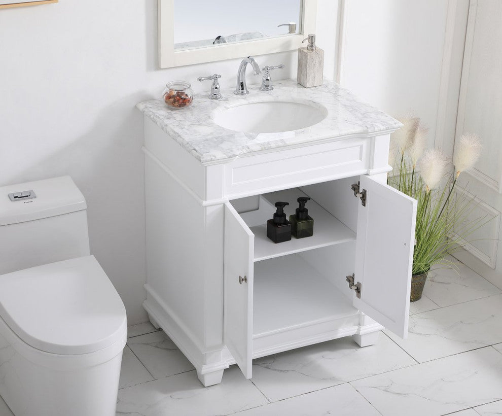 Weston Single Bathroom Vanity Set, White, 30