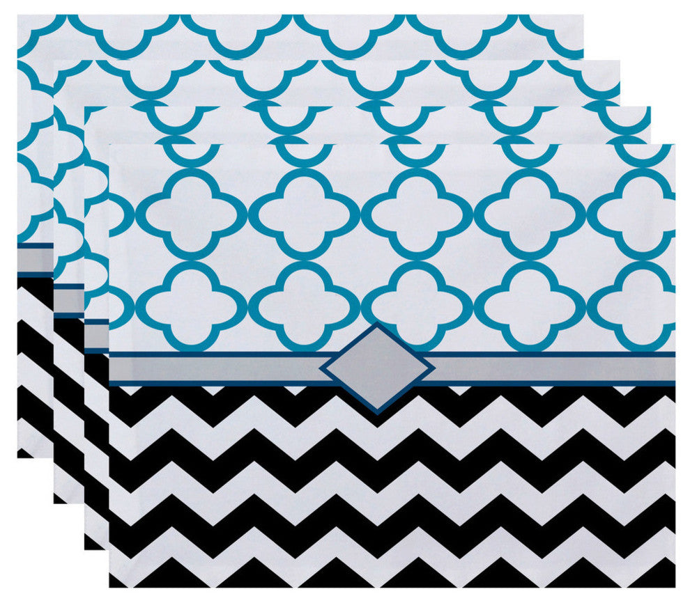Express Line Geometric Print Placement, Raven, Set of 4