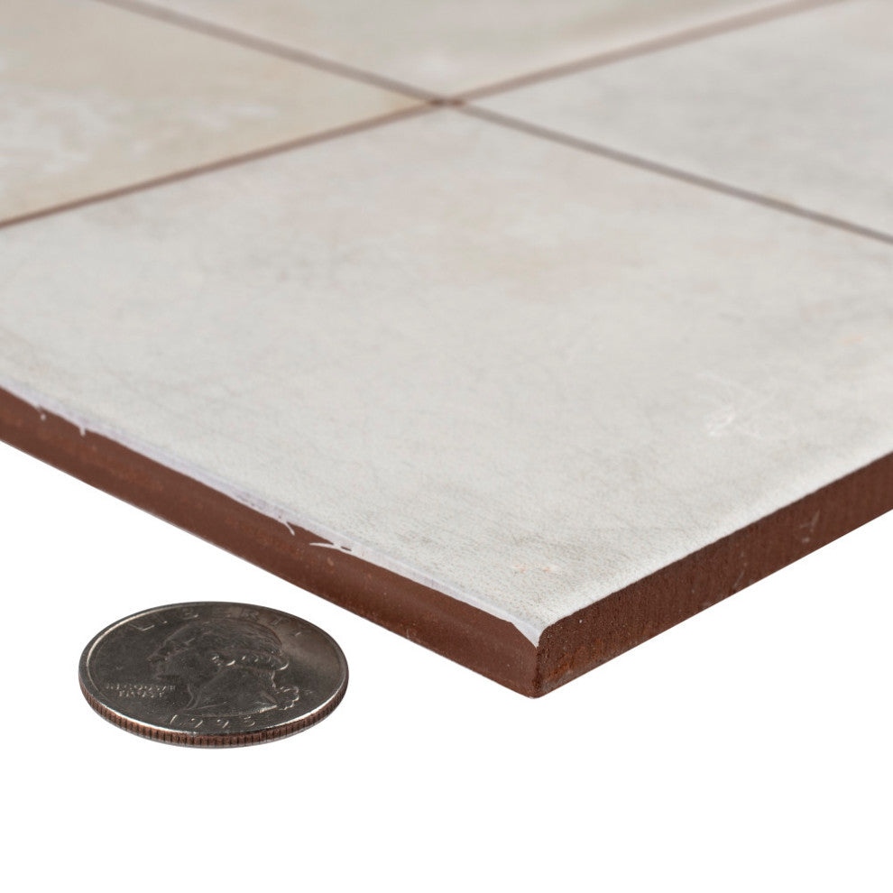 Kings Etna Encaustic Ceramic Floor and Wall Tile, White