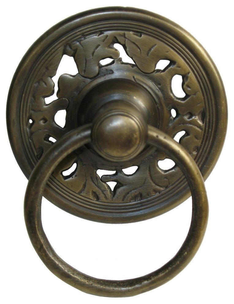 Ring Pull With Carved Filigree Backplate