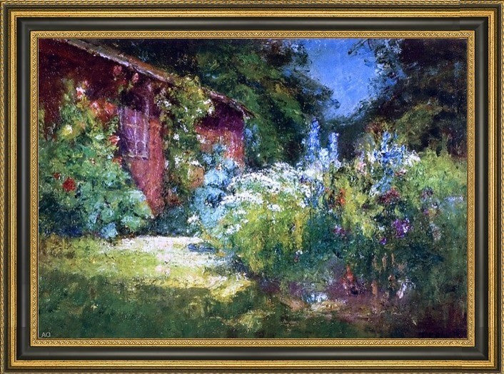 Theodore Clement Steele Selma's Garden  Framed Premium Canvas Print, 18"x27"