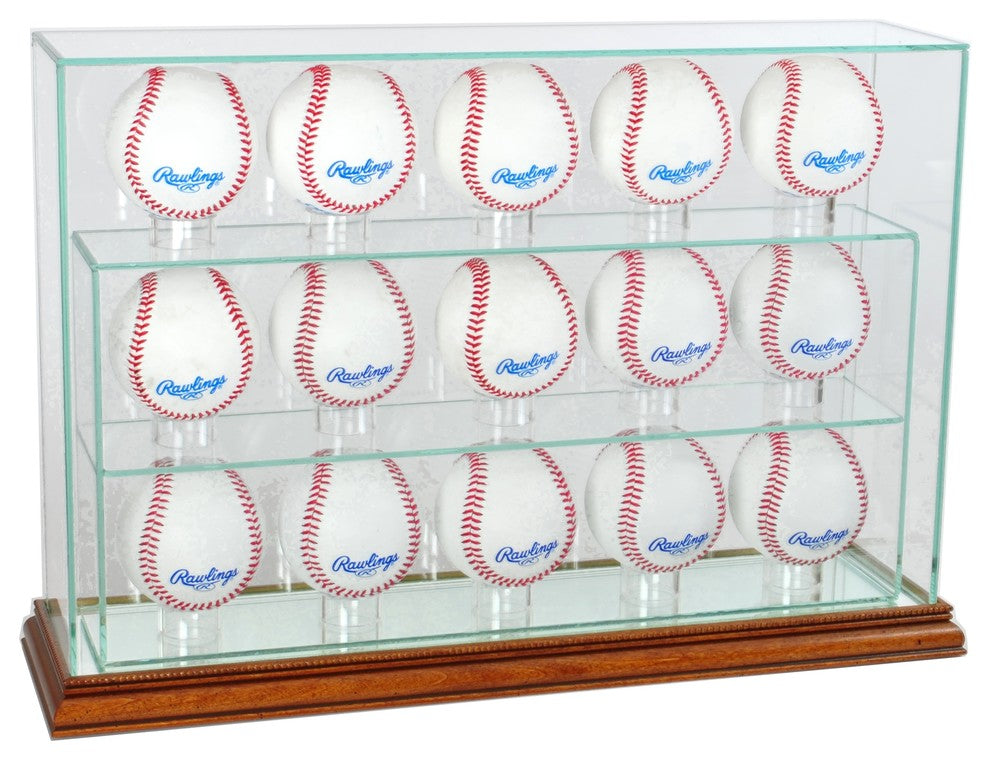 15 Baseball Upright Display Case, Walnut