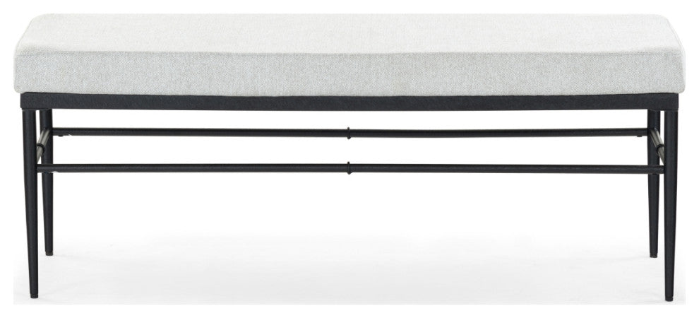 Safavieh Couture Theabella Linen and Metal Bench, Black/Light Grey
