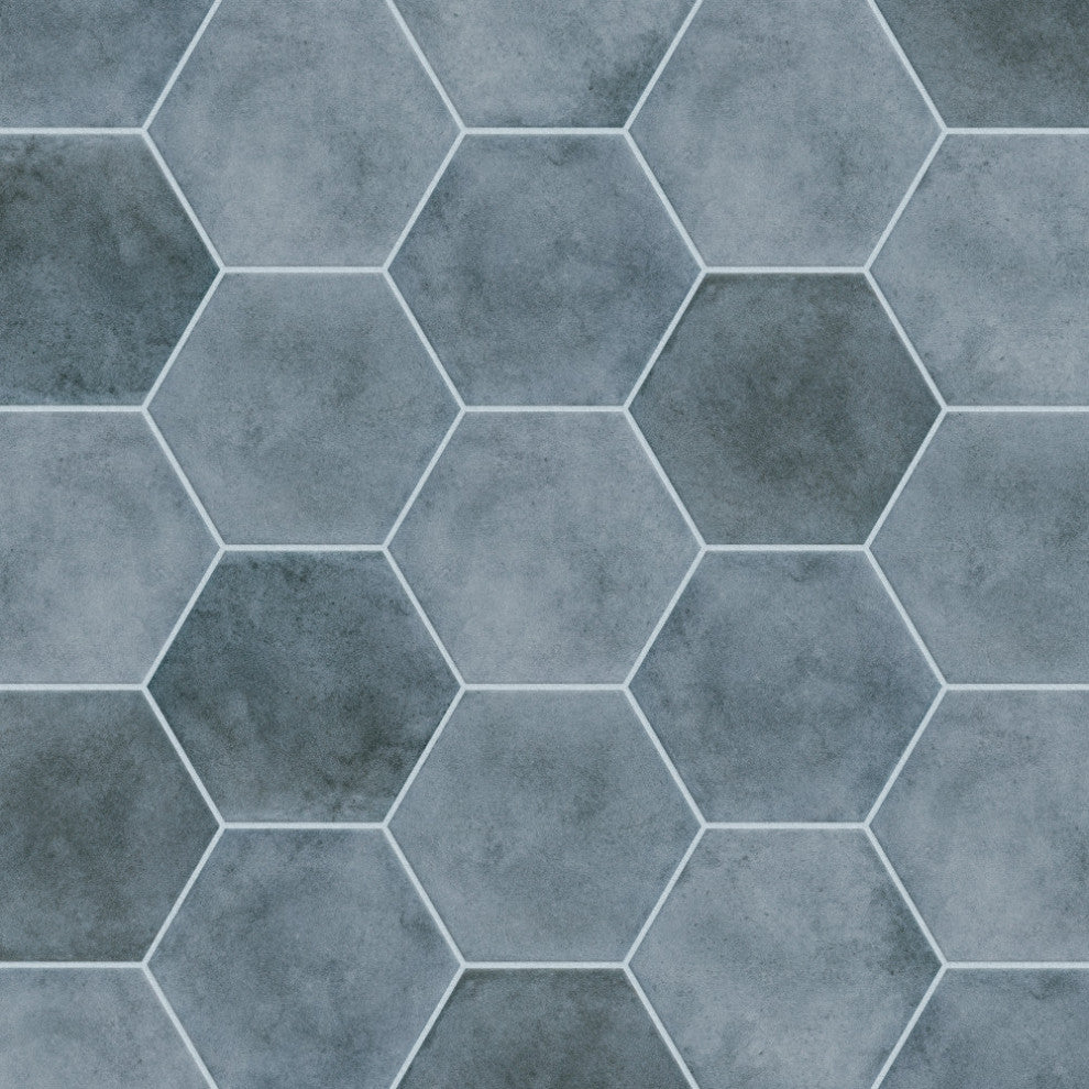 Matter Hex Blue Porcelain Floor and Wall Tile