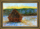 Claude Oscar Monet Grainstack Thaw Sunset Framed Premium Canvas Print, 18"x27"