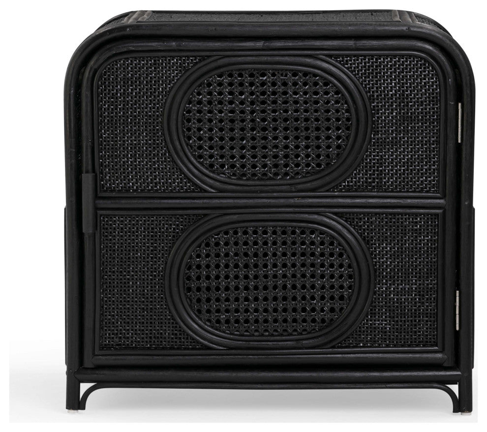 Tina Rattan Nightstand, Black